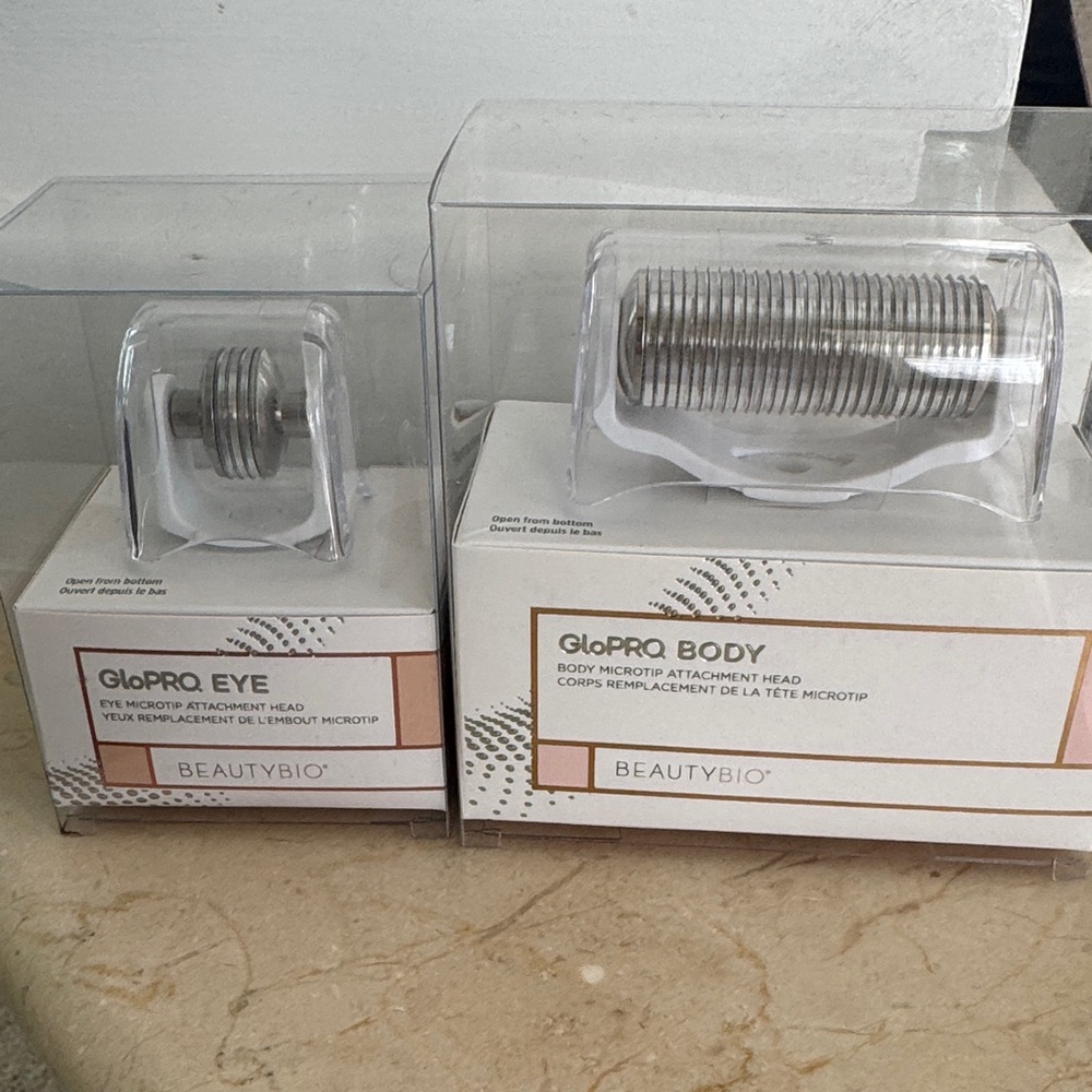 BeautyBio GloPRO Body and Eye MicroTip Attachment Heads - Silver NIB